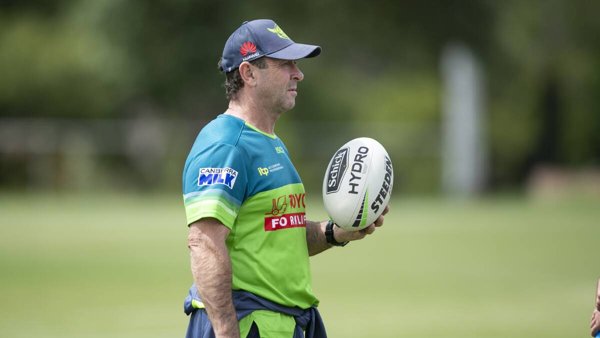 Raiders coach Ricky Stuart was forced to end preseason training almost a week early before the holidays due to a COVID-19 outbreak at the club. Picture: Keegan Carroll
