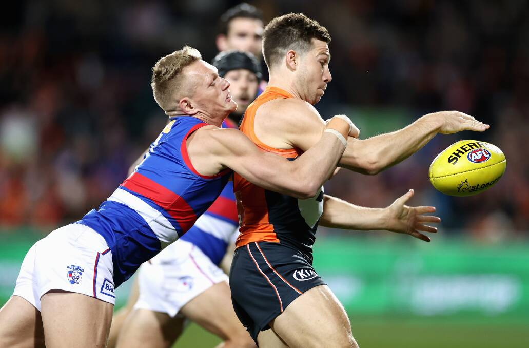 Toby Greene kicked four Giants goals against the Western Bulldogs. Picture: Getty