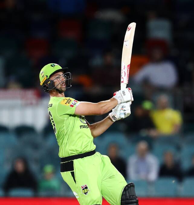 Daniel Sams blasted 65 not out to lead the Sydney Thunder to victory on Monday. Picture: Getty