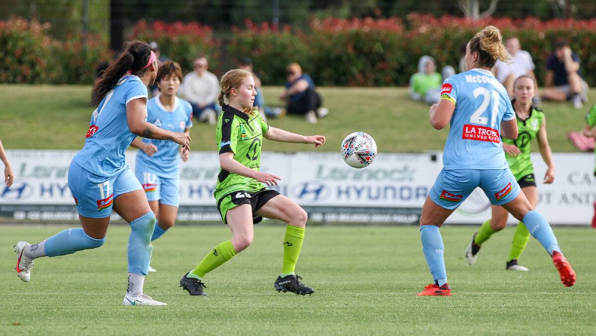 Sasha Grove made her W-League debut on Sunday, just days after turning 16. Picture: Anthony Caffery