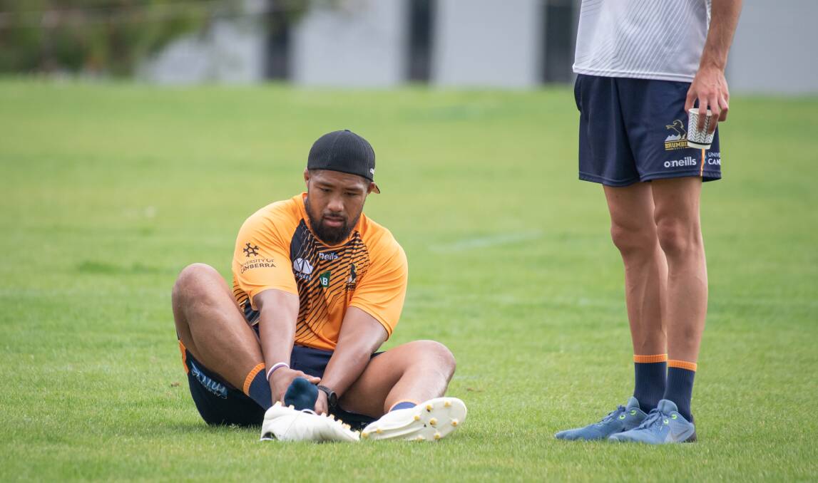 Folau Fainga'a injured his ankle at Brumbies training this week. Picture: Karleen Minney