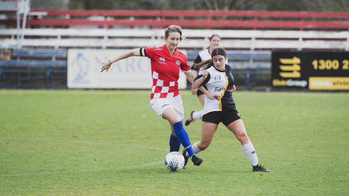 Grace Gill in action for Canberra Croatia. Picture: Dion Georgopoulos.