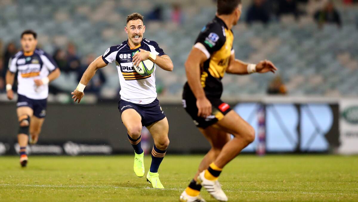 Nic White bursts clear in the Brumbies' win over the Force. Picture: Keegan Carroll