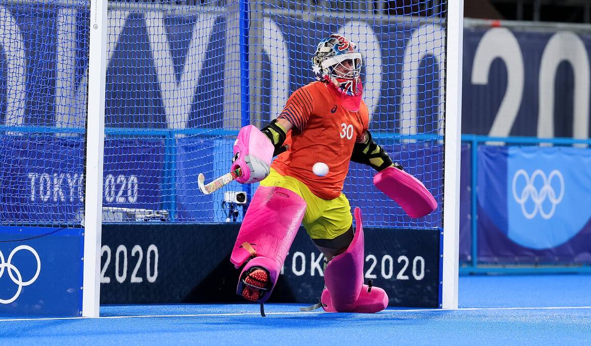 Kookaburras goalkeeper Andrew Charter has hailed the influence of Kathleen Partridge on his career. Picture: Getty