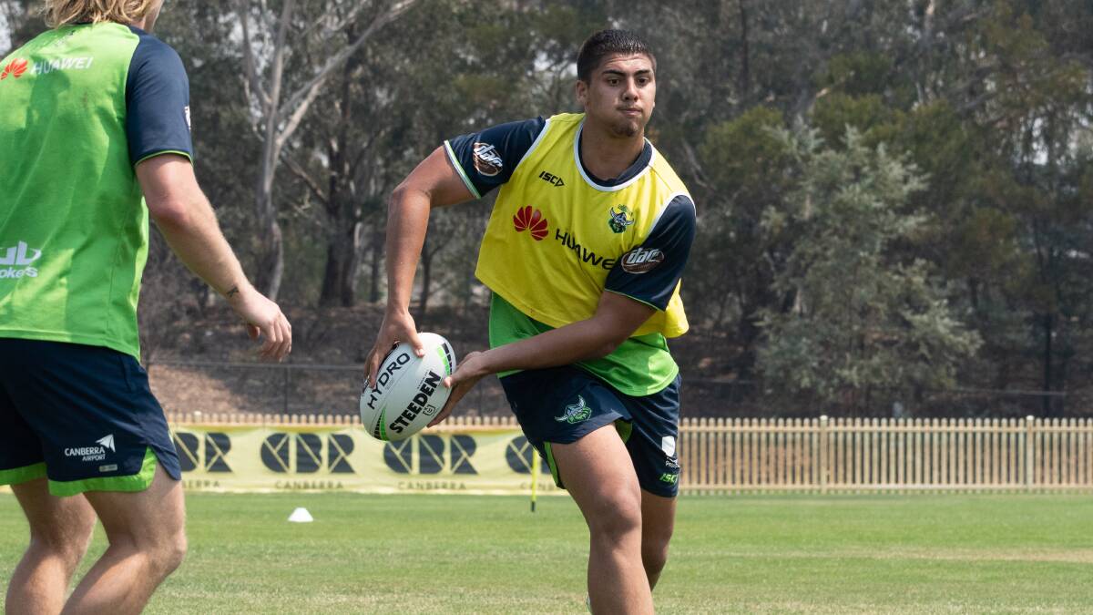 Trey Mooney during preseason with the Canberra Raiders. Picture: Raiders Media.