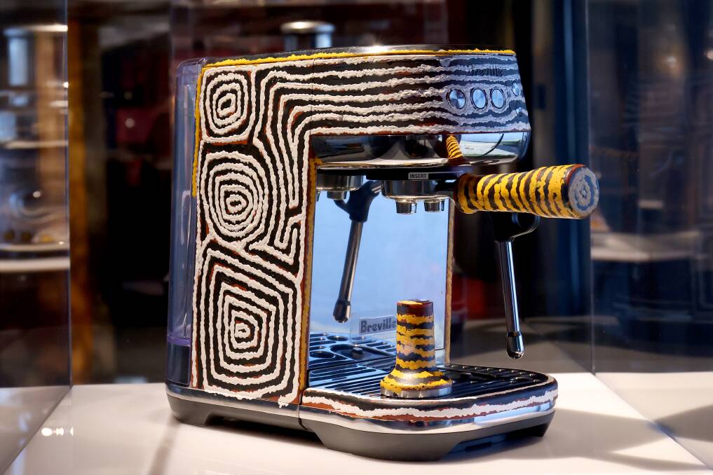 A Breville coffee maker with an Indigenous design, part of the company's Indigenous art project. Picture: James Croucher