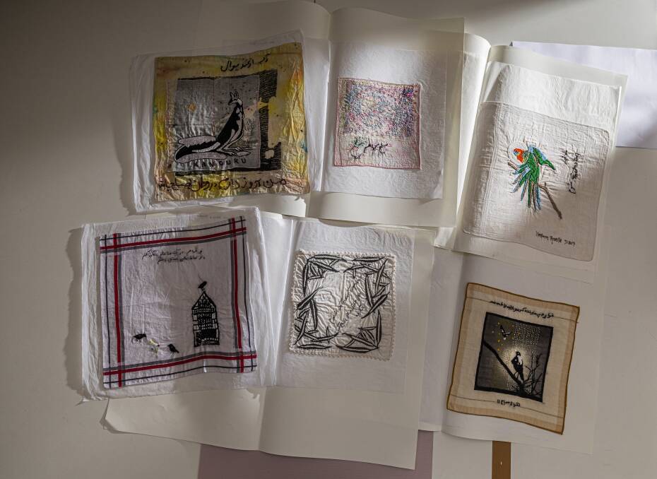 Works from the recently acquired Handkerchief Project at the Australian War Memorial. Picture by Sitthixay Ditthavong