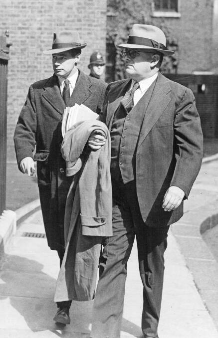 John Burton (left) and Herbert Evatt in London, 1945. Picture: Family collection.