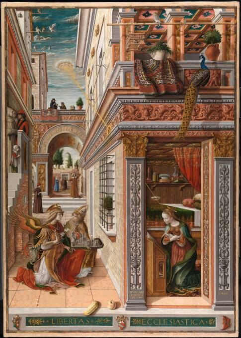 Detail from Carlo Crivelli's The Annunciation, with Saint Emidius, 1486.