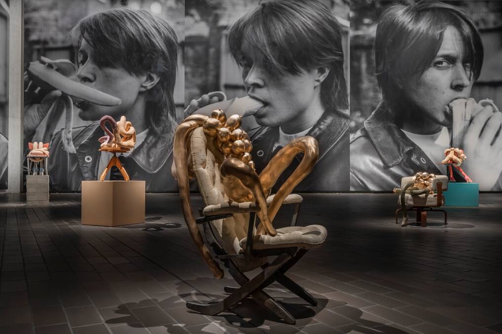 Sarah Lucas's bronze sculpture, Tittipussidad, 2018, at the National Gallery of Australia. Picture: Supplied 
