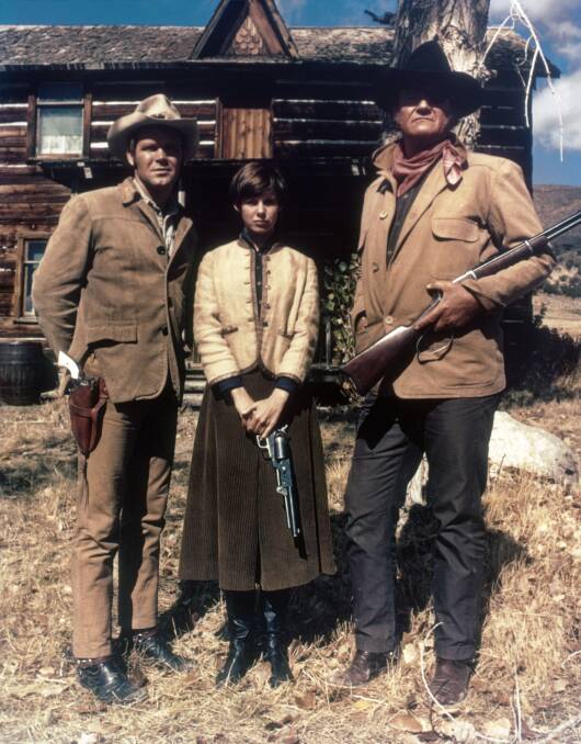 On the set of the original film version of True Grit. Picture: Getty Images