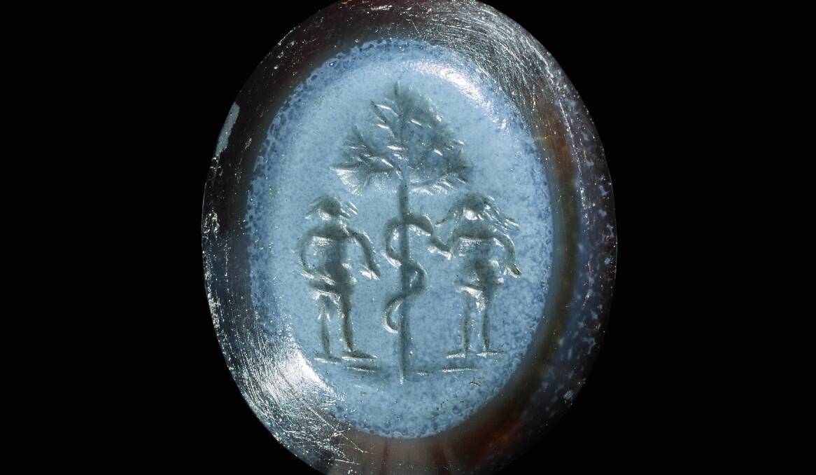 Intaglio with an image of Adam and Eve, Italy, 200-400 CE.