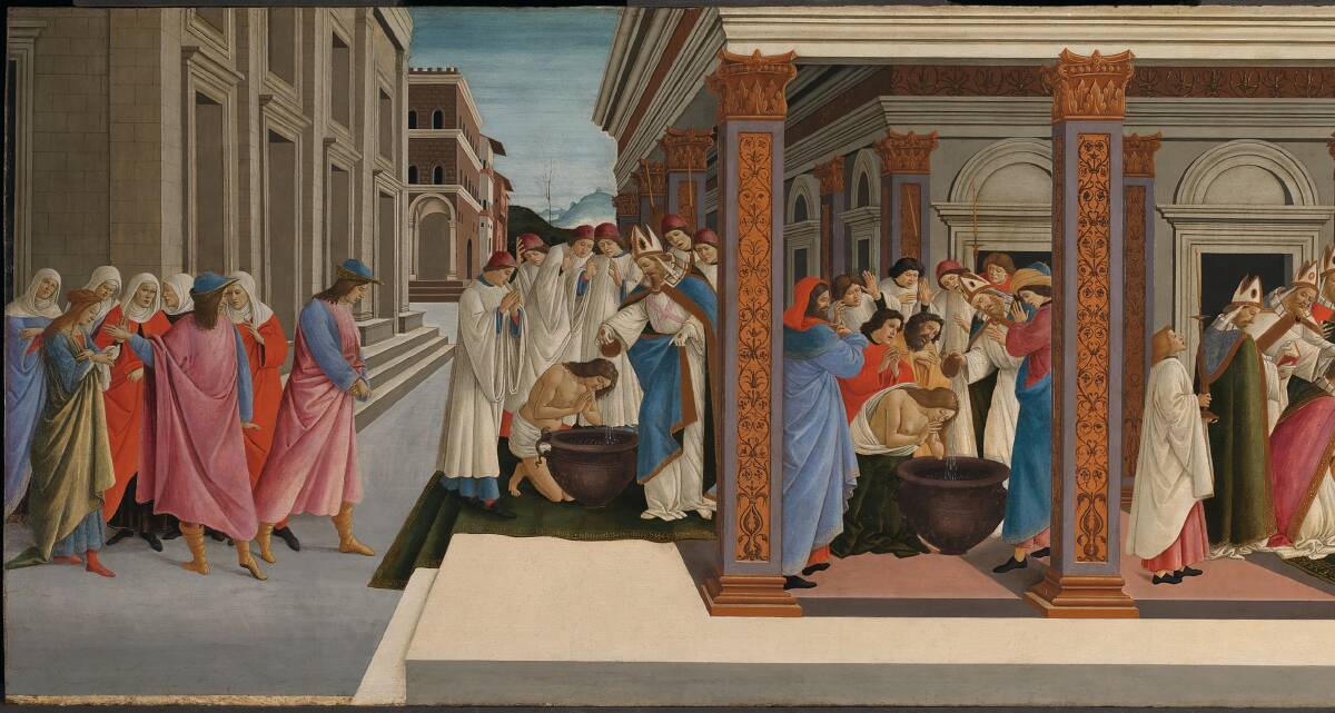 Sandro Botticelli's Four scenes from the Early Life of Saint Zenobius, c.1500.