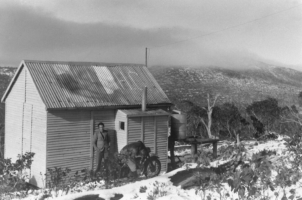 Gus Angus and Bob Sluce at the Ginini hut, June 1950. Picture by David Cook