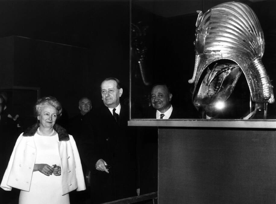 At the Petit-Palais museum in Paris, Christiane Desroches-Noblecourt, the person in charge of Egyptian Antiquities at the Louvre museum, the French Minister of Culture Andre Malraux and Doctor Saroite Okacha, Deputy Prime Minister of Egypt (from left to right) contemplate the funeral mask of the Pharaoh Tutankhamon. Picture Getty Images