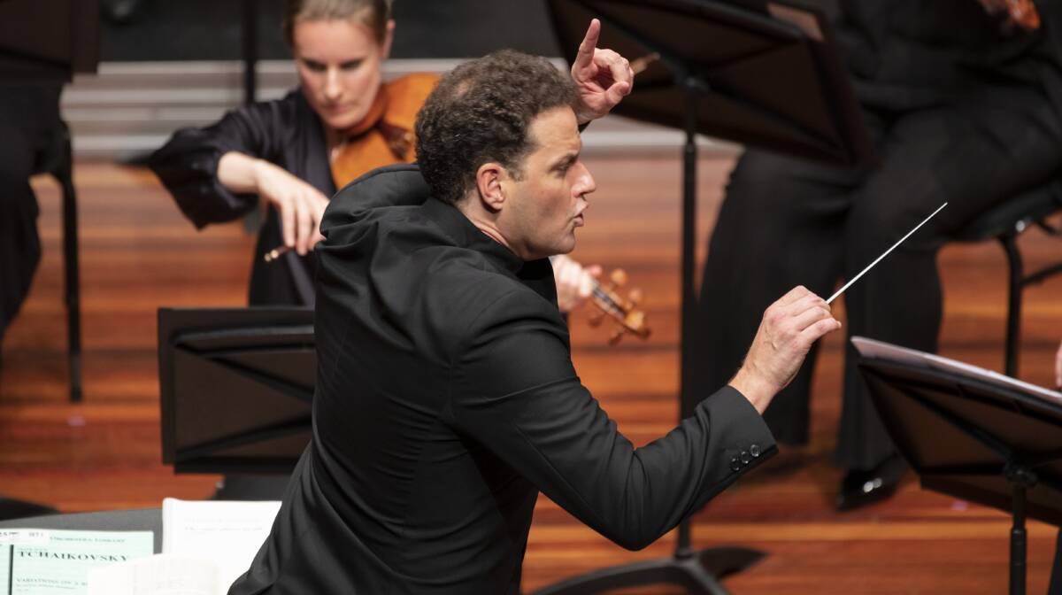Conductor Simon Hewett in action at Llewellyn Hall. Picture: Martin Ollman