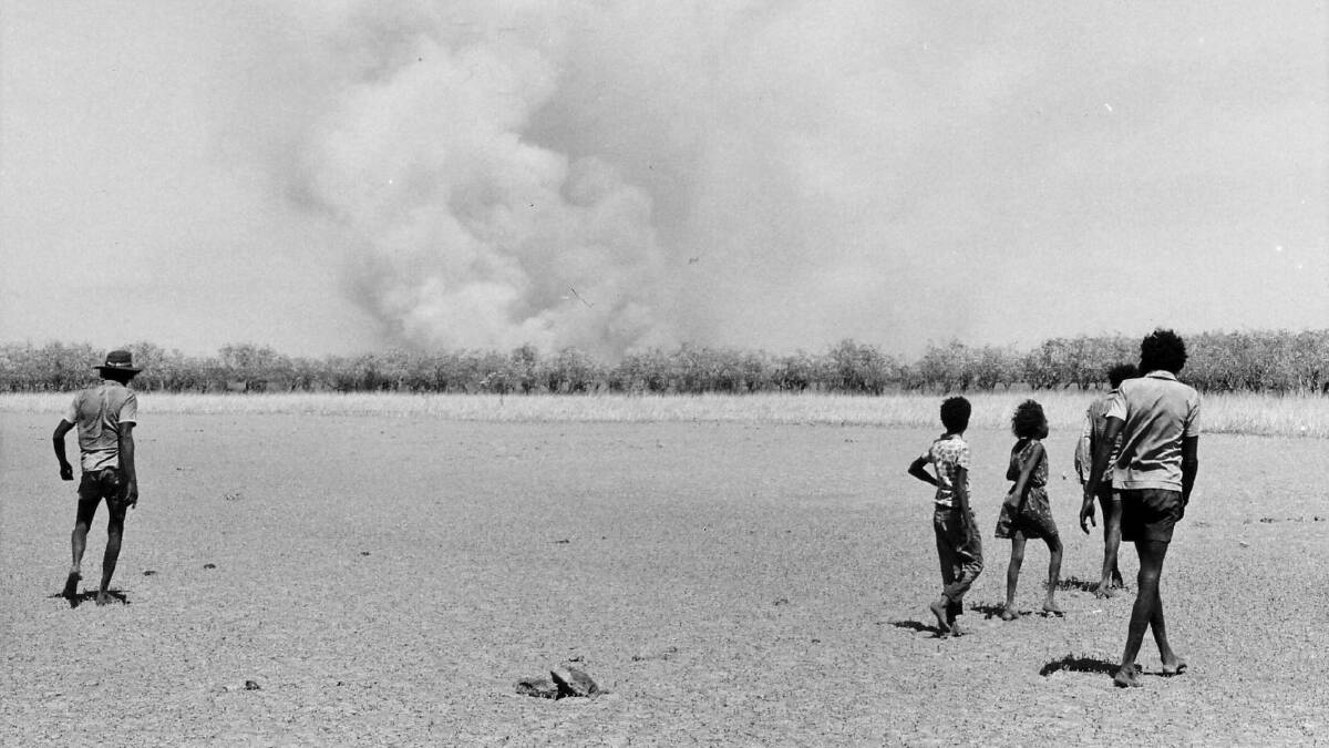 Wik people firing the country at the middle Kirke River, Cape York Peninsula in 1977. Picture: Peter Sutton