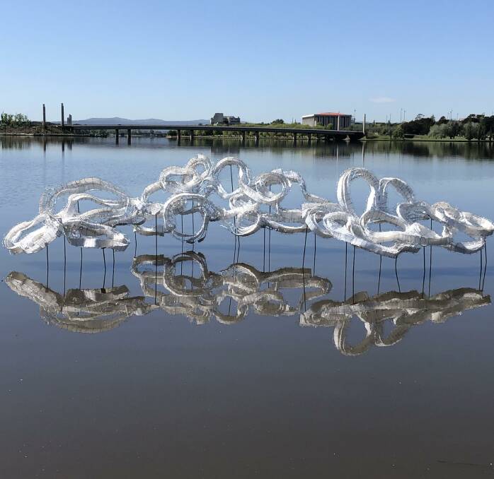 Hannah Quinliven's 'Shroud', on Lake Burley Griffin. Picture: Christiane Lawin