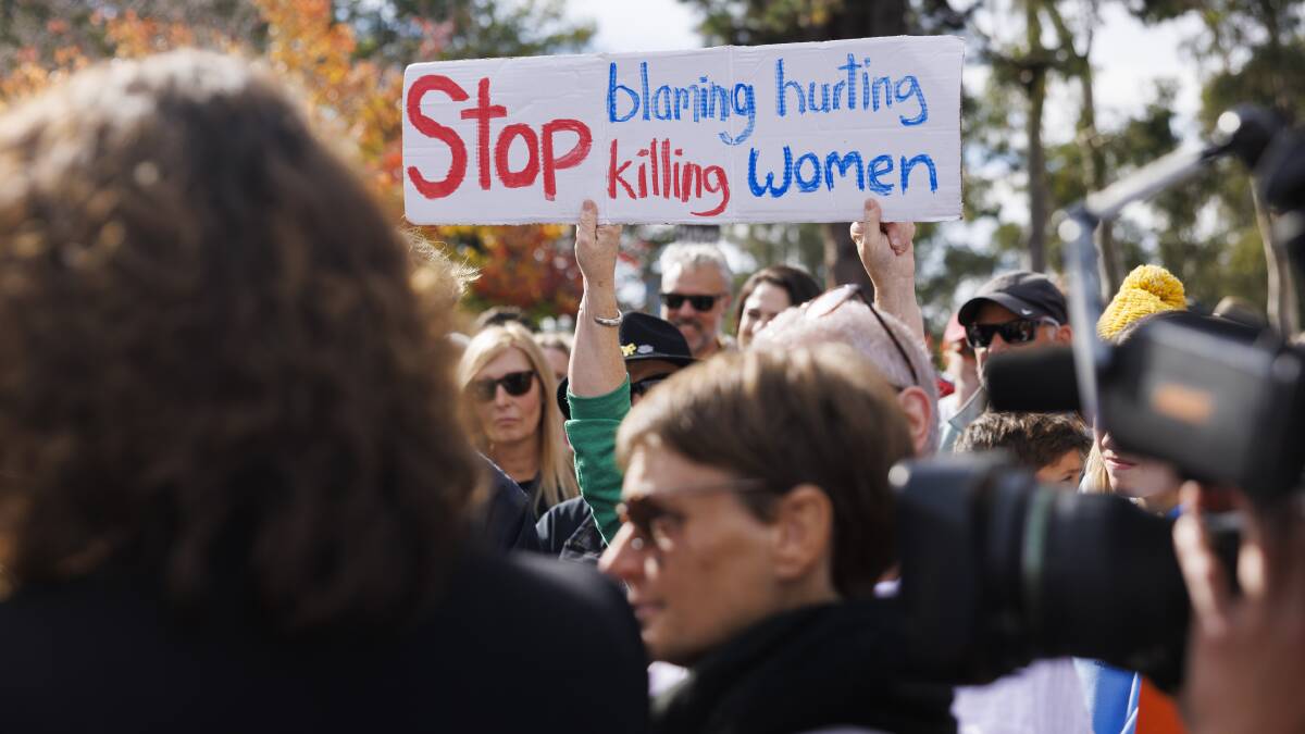 Crowds gather for the national rally against violence in Commonwealth Park on April 28. Picture by Keegan Carroll