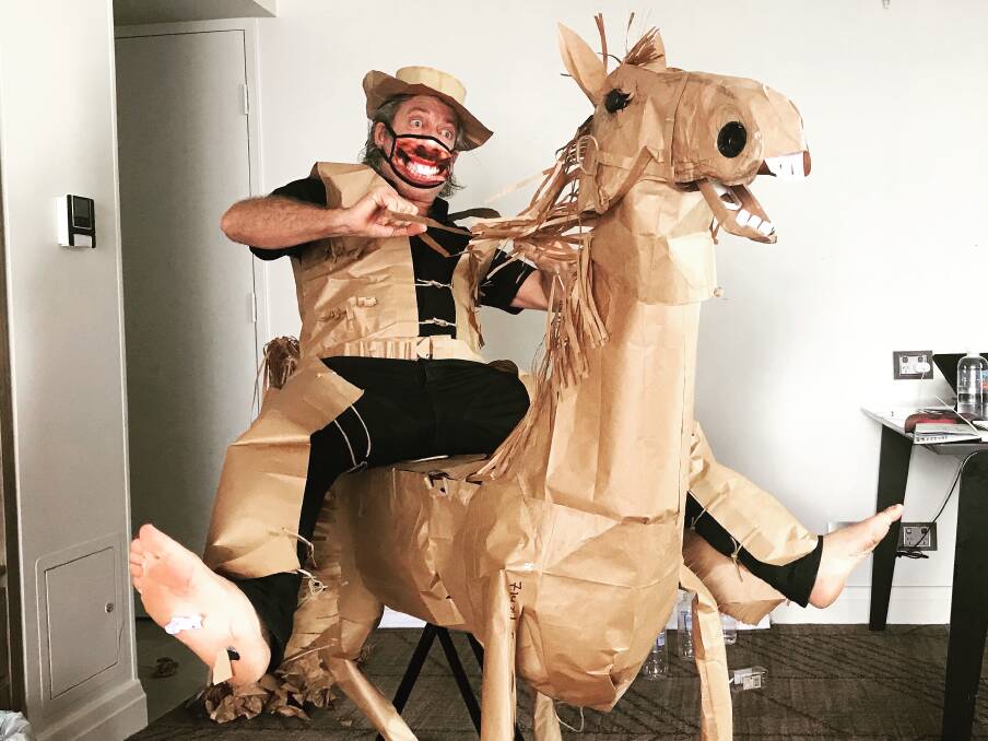 David Marriott and his paper-bag horse. Picture: David Marriott