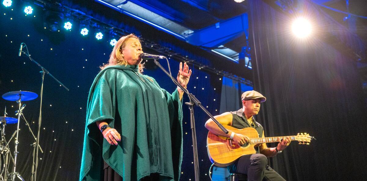 Gina Williams and Guy Ghouse perform at the National Folk Festival on Friday. Picture by Sitthixay Ditthavong
