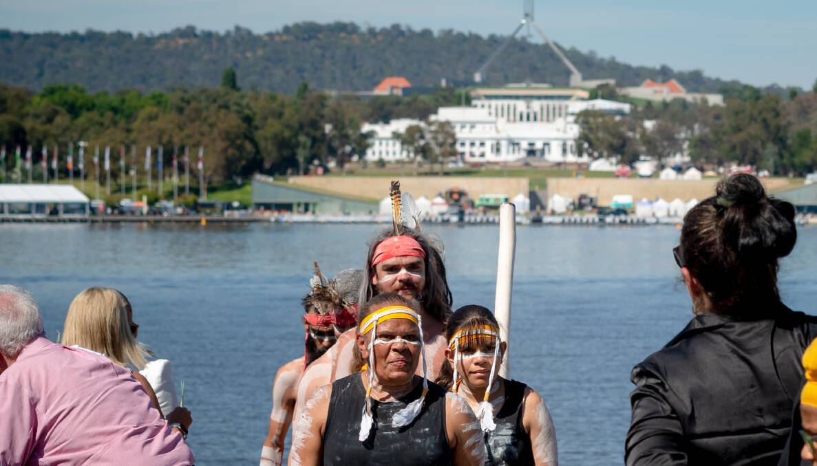 Indigenous performers at the Australia Day citizenship ceremony in 2023. Picture by Elesa Kurtz