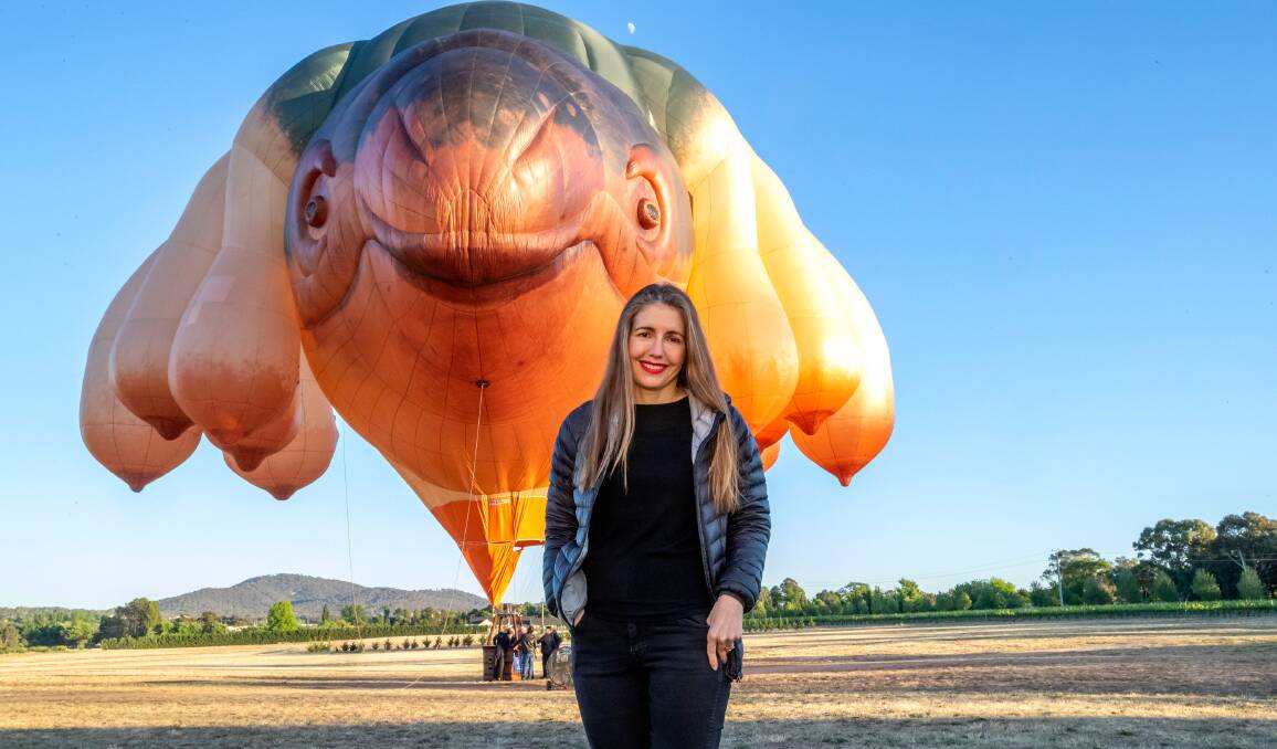 Artist Patricia Piccinini with Skywhale in 2013. Picture: Supplied