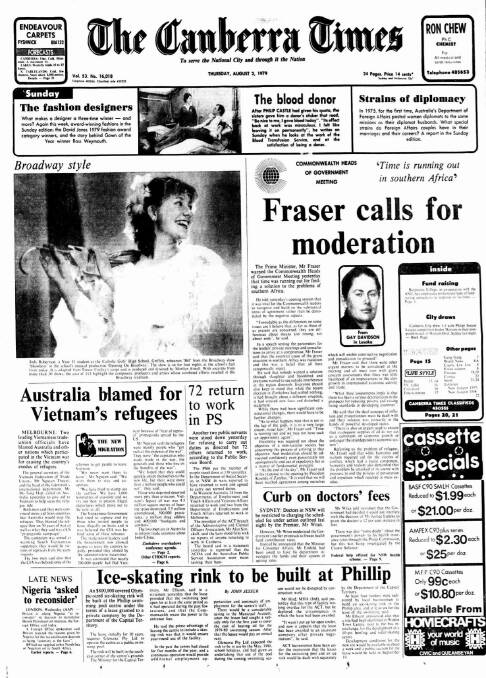 The front page of The Canberra Times on August 2, 1979.