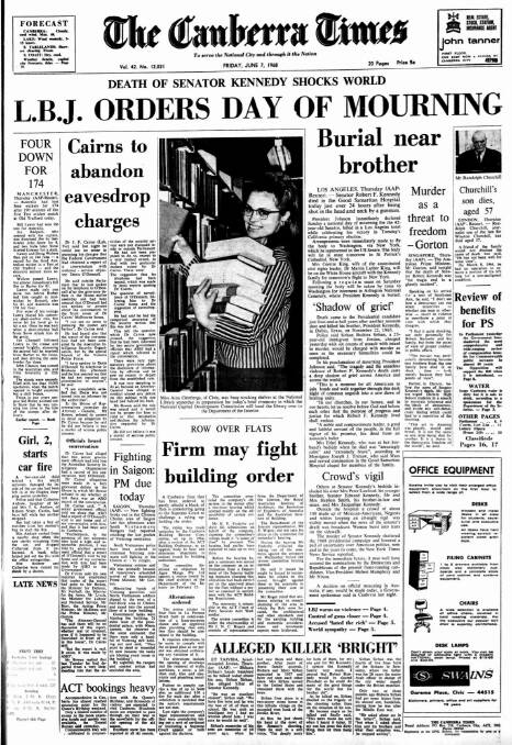 The front page of The Canberra Times on this day in 1968.