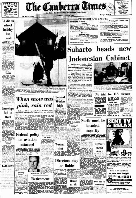 The front page of The Canberra Times on this day in 1966.