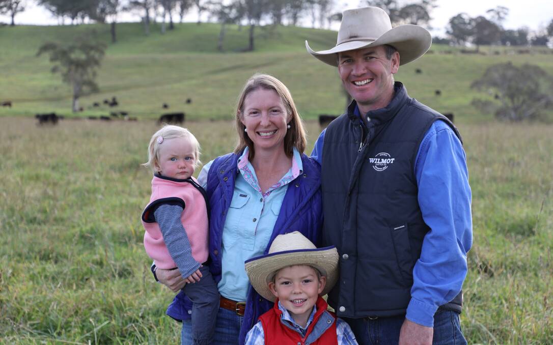 Wilmot Cattle Co's Stuart Austin with his wife Trisha Cowley and children Harry and Poppy. Picture: Supplied