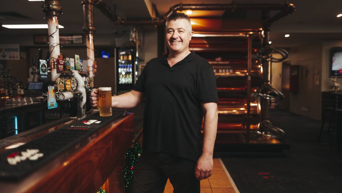 Even with easing COVID-19 restrictions in NSW co-owner of Walsh's Hotel in Queanbeyan Michael Bagley will only allowed vaccinated patrons in his pub. Picture: Dion Georgopoulos