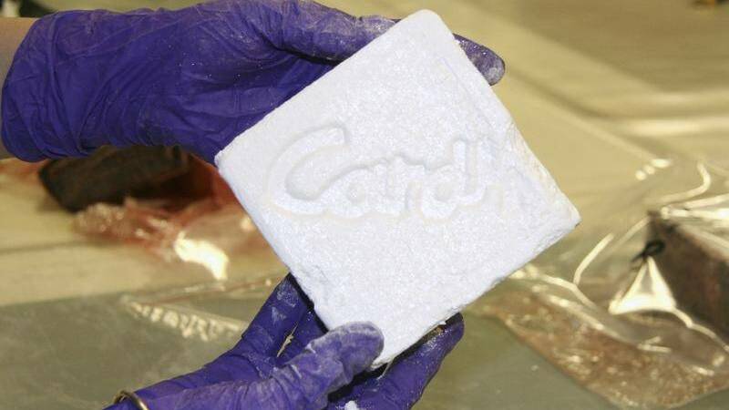 A block of cocaine police claim was found in the container. Picture supplied