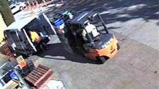 CCTV footage shows the moment before the forklift hit the man. Picture supplied
