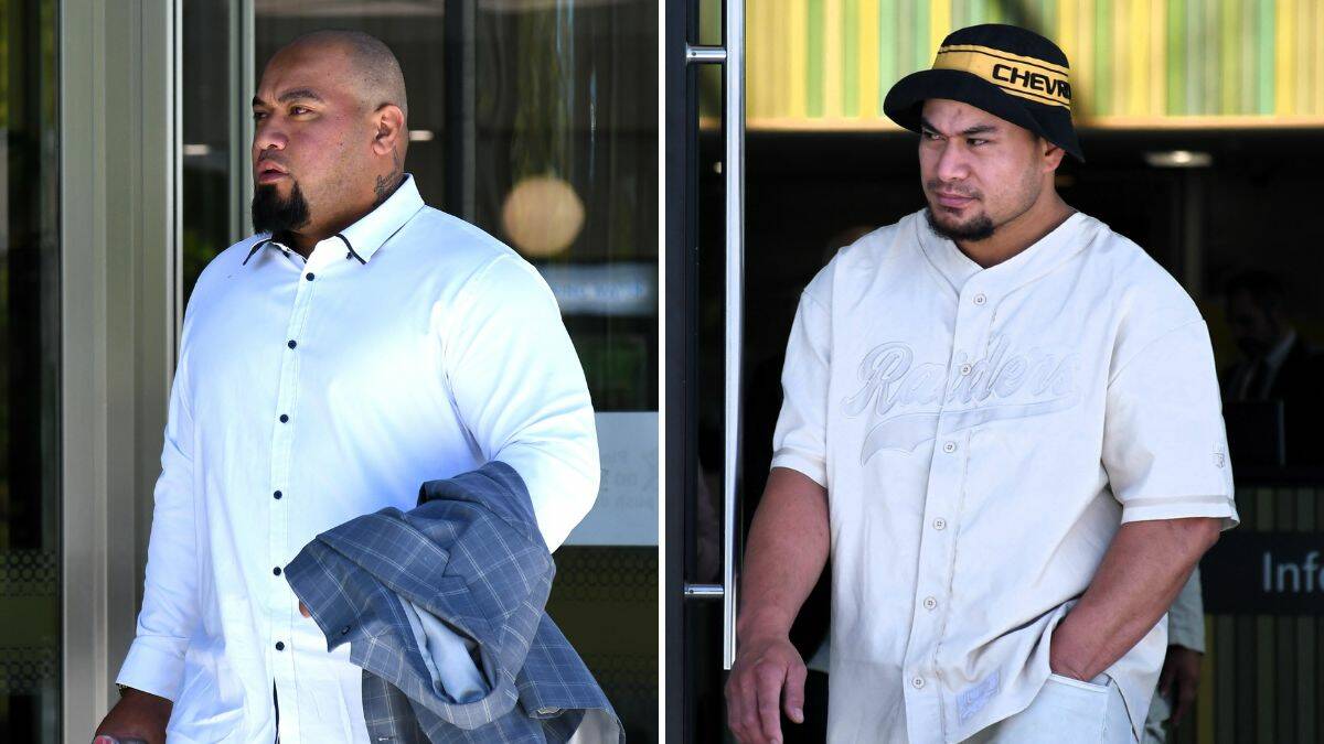 Fogasavaii Pelepesite and Murphy Meafua leave court on Thursday. Pictures by Hannah Neale