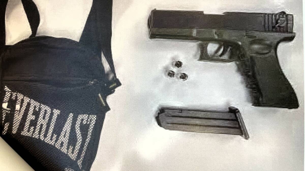 A bag and Glock firearm allegedly found in Ali Haragli's possession. Picture supplied