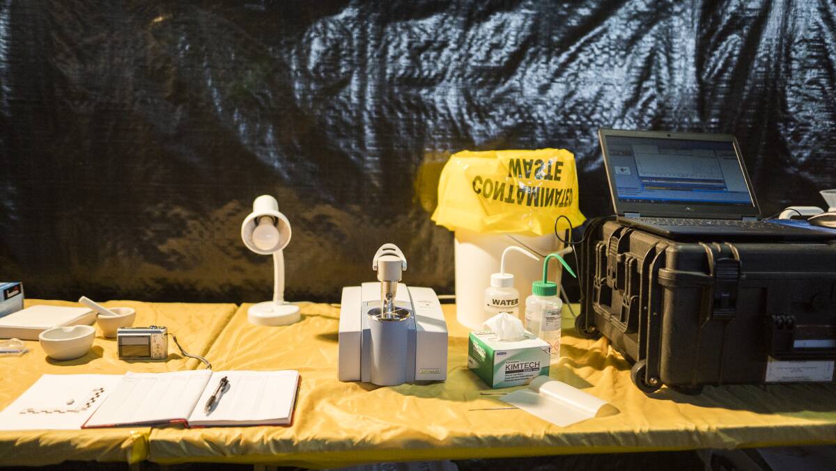Part of the pill-testing station at the 2019 Groovin' The Moo festival. Picture: Dion Georgopoulos