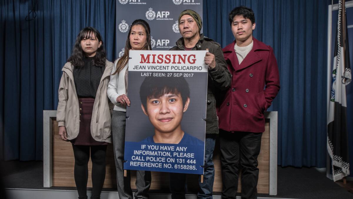Heartbroken family of Jean Vincent Policarpio, mother Beth, father Francis, sister Vanessa and brother Will Policarpio make a public plea for information. Picture: Karleen Minney