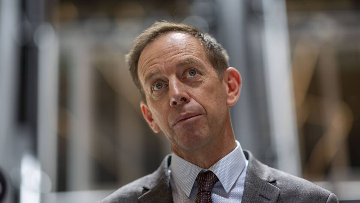ACT Attorney-General Shane Rattenbury at a press conference last week. Picture by Gary Ramage
