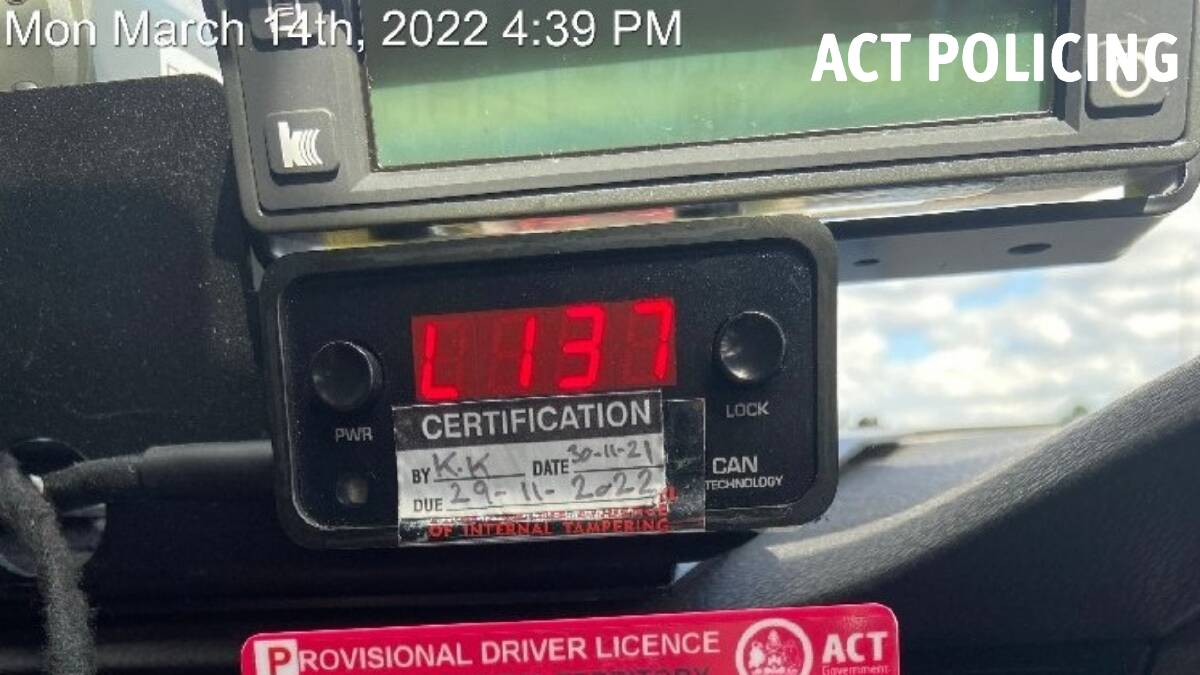 The motorist was caught driving 57kmh above the speed limit. Picture: ACT Policing