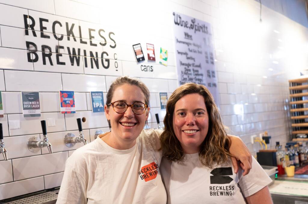Reckless Brewing Co head brewer Grace Fowler with co-owner Alice Wilson. Picture supplied