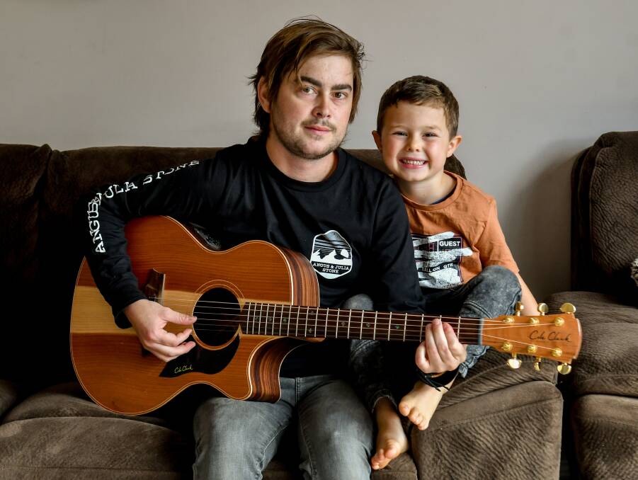 Aaron Worker with his son Mason, 5. 