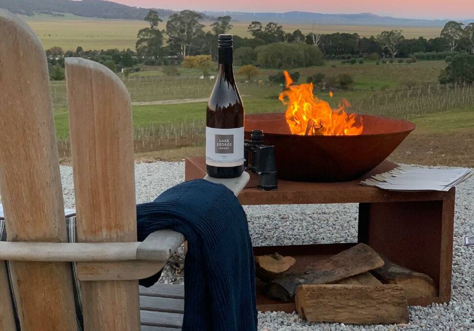 COSY: Unwind at tiny house, Little George, at Lake George Winery this winter. Photo: Visit Canberra