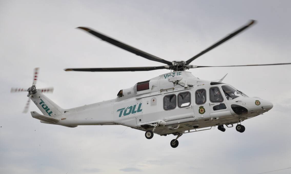 The Toll helicopter flew a woman to Canberra Hospital after she sustained serious injuries in a crash on the Crookwell Road on Friday. File photo by Louise Thrower.