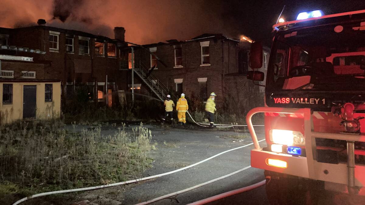 It took firefighters some six hours to extinguish a blaze at the Commercial Hotel, Yass, early Monday morning. Picture by RFS.