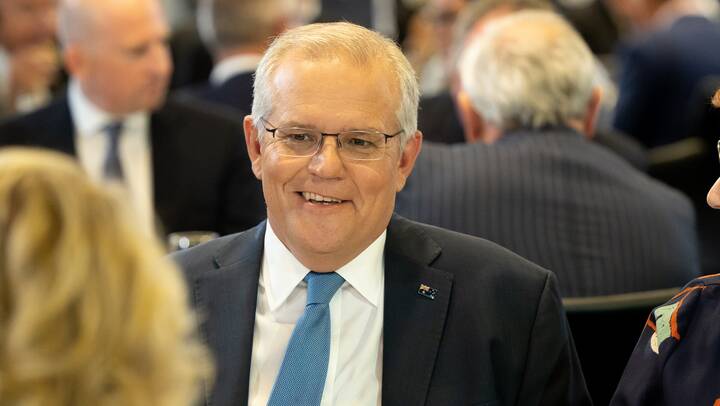 PM Scott Morrison inside the National Press Club. Photo: Sitthixay Ditthavong