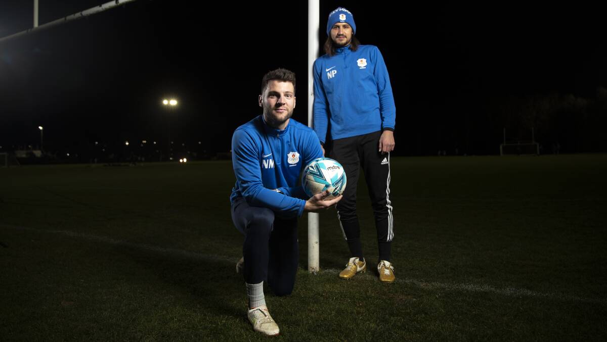 Former Cooma Tigers players Nathan Megic and Nik Popovic will play their first game for Canberra Olympic this weekend. Picture: Keegan Carroll