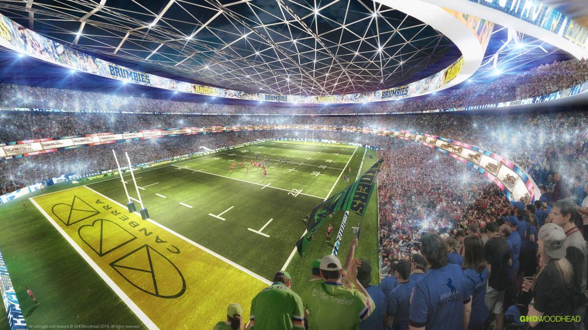 The Brumbies have launched a renewed push for a new Canberra Stadium to have a roof. Picture GHDWoodhead