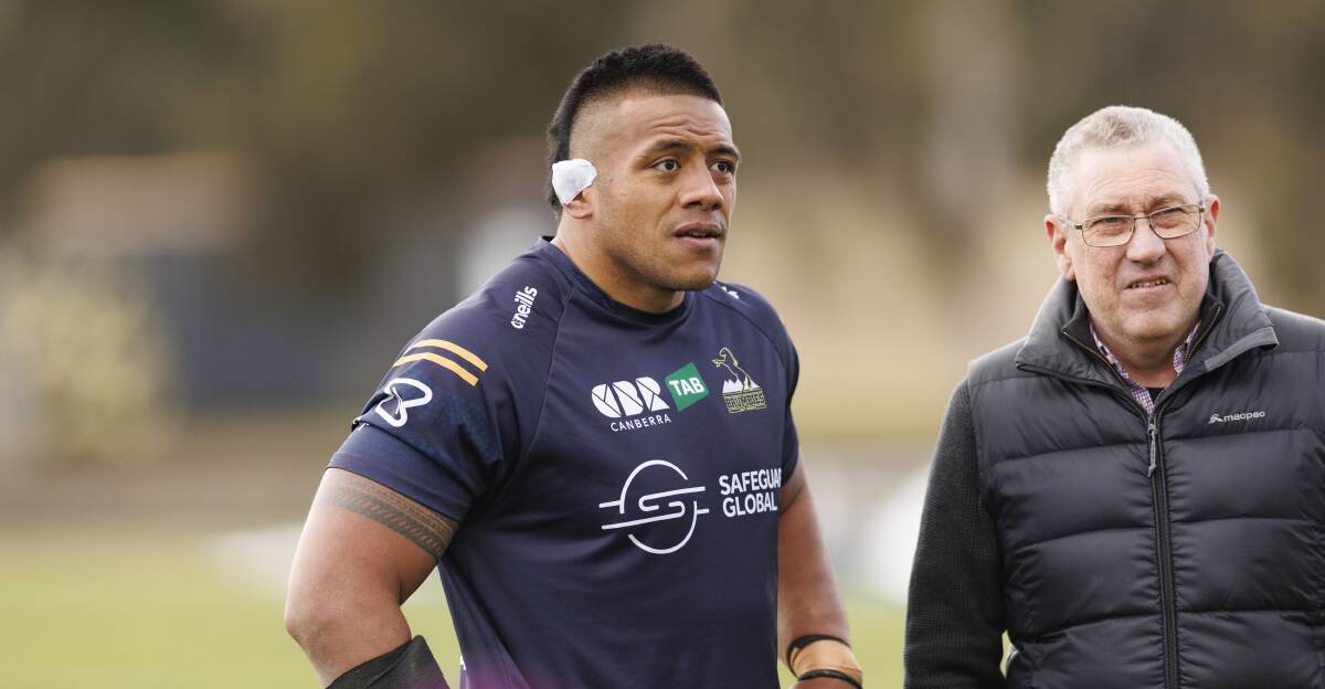 ACT Brumbies skipper Allan Alaalatoa is on track in his return from an Achilles injury. Picture by Keegan Carroll