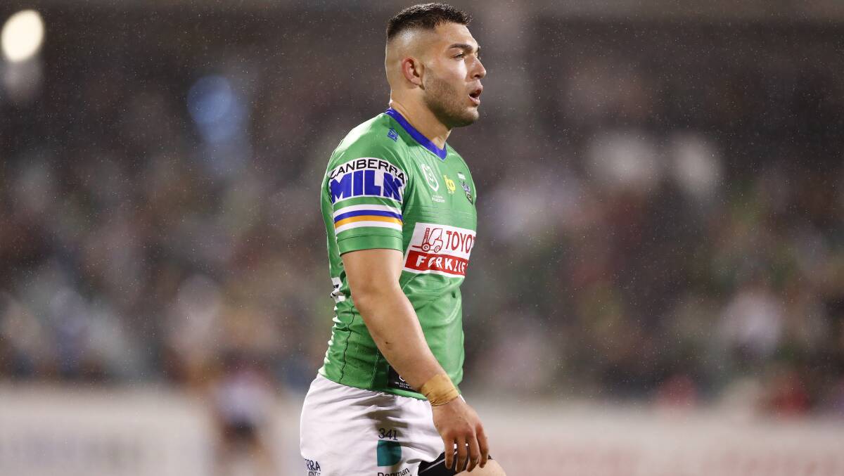 Canberra Raiders star Nick Cotric is facing a suspension for a high tackle in Saturday's loss to Penrith. Picture: Keegan Carroll